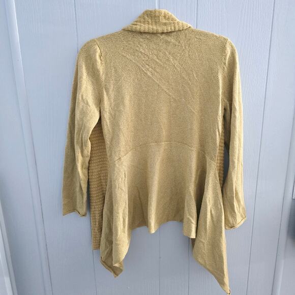 Evan-Picone Petite Gold Metallic Cardigan PM – Classic Minimalist Workwear - Picture 2 of 7